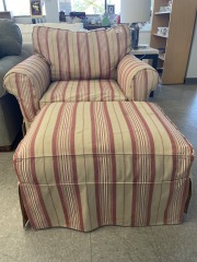 REd Stripe Chair & Ottoman