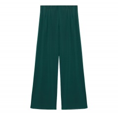 2694P4 | MANGO Pleated Wide Leg Trousers | MEDIUM | DARK GREEN