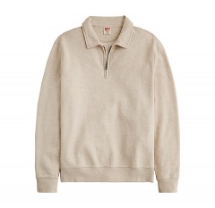 2688P4 | J.CREW Lightweight French Terry Half-Zip Sweatshirt | SMALL | ECRU