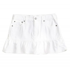 2686P4 | ABERCROMBIE & FITCH Mid Rise Drop-Waist Ruffle Denim Mini Skirt | SIZE 28 | WHITE