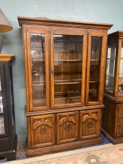 American Drew Rustic Wood China Cabinet