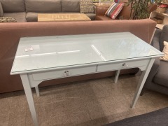 Light Blue Glass Top Desk