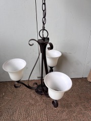 Black and Copper 3-Light Shaded Chandelier