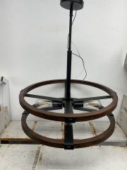 4 Light Matte Black and Painted Wood Accent Light