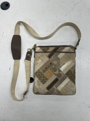 Coach Leather Suede Patchwork Crossbody Satchel Handbag