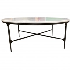 Round White Marble Top Cocktail Table