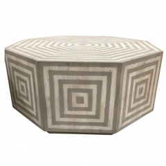 Hooker Furniture white & Grey Octagonal Cocktail Table