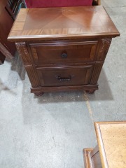 BROWN 2 DRAWER NIGHTSTAND W\/FLUTED CORNERS
