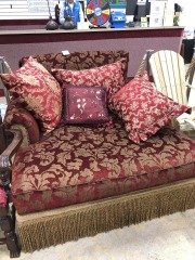 Red Brocade Kissing Chaise