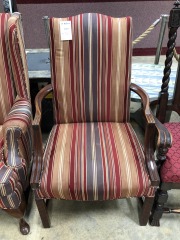 Striped Chair\/wood Arms