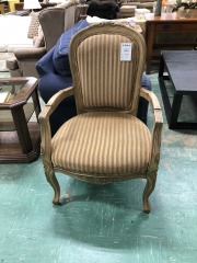 Gold tone on tone stripe Arm Chair