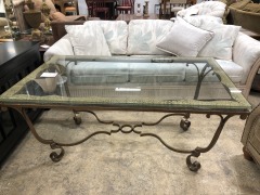 Rectangle glass bronze base Coffee Table