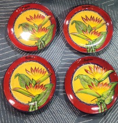 Four hand-painted plates Barbado