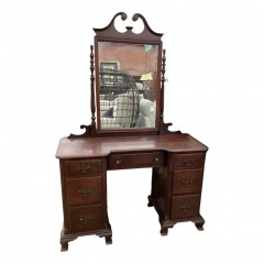 Antique Dark Cherry 7 Drawer Vanity with Mirror