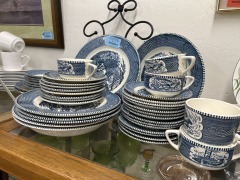 Currier and Ives Blue Dishware Set (Set of 45)