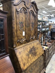 French Country Secretary w\/ Floral Motif