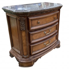 Am. Drew 3 Drawer Marble Top Nightstand