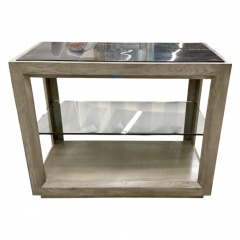 Thom Filicia Maxwell Black Marble Top and Glass Shelf Table