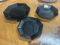 Arcoroc French Octagonal Black Glass Dinnerware (Set of 10)