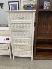 White Wicker Tall Dresser