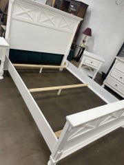 White Country Farmhouse Queen Bed Frame