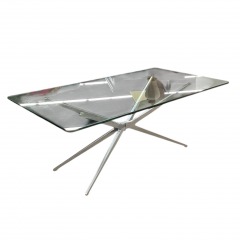 Robert Abbey Chrome Starburst Glass Top Cocktail Table
