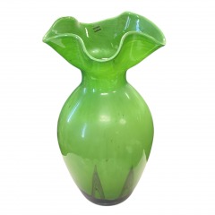 Glass Vase With Ruffled Top