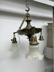 Vintage Brass Chandelier Missing Shade