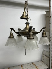 Vintage Brass 5 Light Chandelier