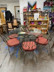 Glass Top Dining Room Table with 6 Chairs