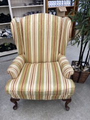 Striped Wingback Chair