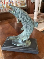 Vintage Brass Jumping Fish Statue