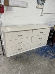 White Laminate Six Drawer Dresser