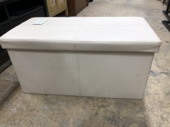 White Leather Look Storage Bench