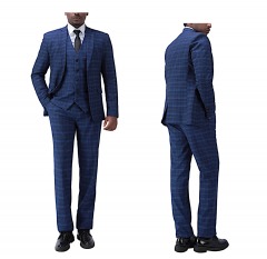 2784R8 | CLOUDSTYLE 3-Piece Slim Fit Checkered Suit | Medium