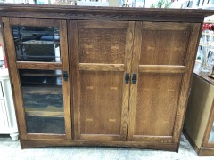 Mission Style Cabinet\/2 wood ,1 glass door
