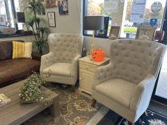 Linen Wing Back Chair