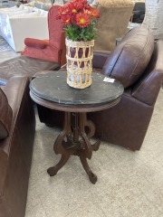 Marble Mahogany End Table
