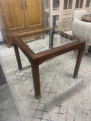 Parlor Glass Top Table with Brass Accents