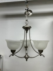 Three Light Chandelier with Frosted Glass