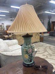 Hand Painted Ceramic Chinoiserie Floral Lamp