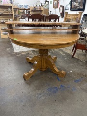 Stout Solid Oak Dining Table with Two Leaves