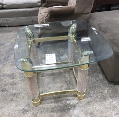 Glass Top\/Gold Frame End Table