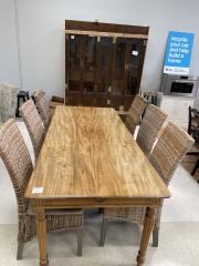 Farm Table with Wicker Chairs