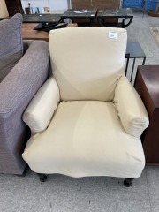 Beige Slipcovered Armchair