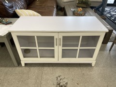 White Glass Front Media Cabine