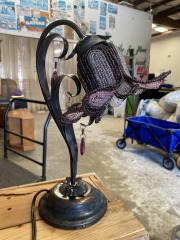 Beaded Art Deco Flower Lamp