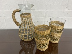 Woven Pitcher Glass Set