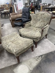 Extra Wide Lounge Chair with Ottoman