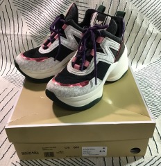 Michael Kors Olympia trainer Black Purple Pink Dad tennis shoe 6m